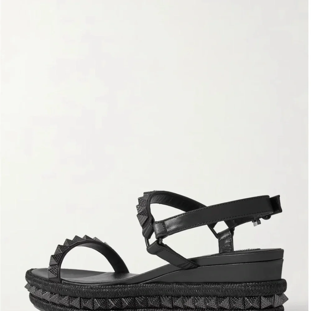 Christian Louboutin Black Studded Sandals - Picture 3 of 9